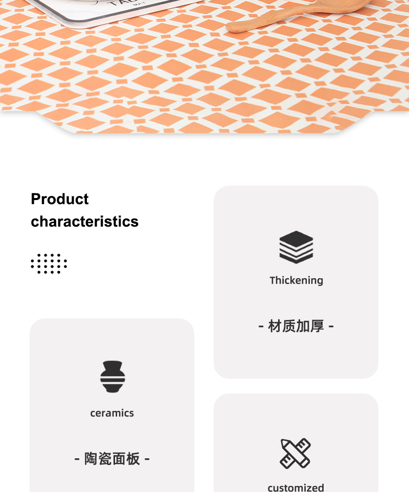 创意方形带孔锅垫 跨境欧美餐厅厨房桌面陶瓷餐垫 隔热保温餐桌垫详情2