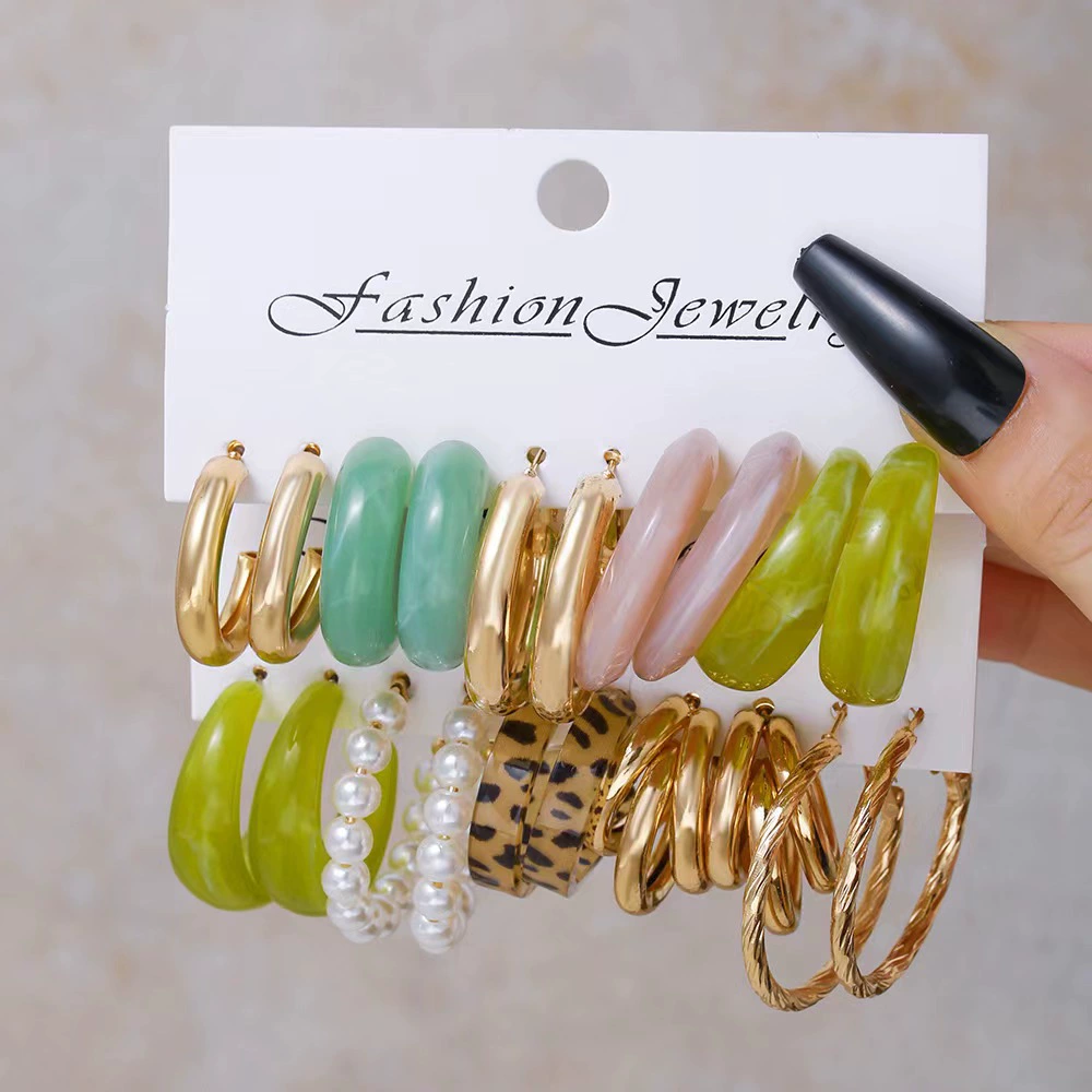 Metal Earrings Set, Retro Creative Design with Pigtail Hooks, Simple Elegant, Assorted Colors