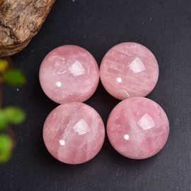 天然粉水晶球摆件粉晶球家居客厅玄关卧室工艺品水晶原石打磨摆件