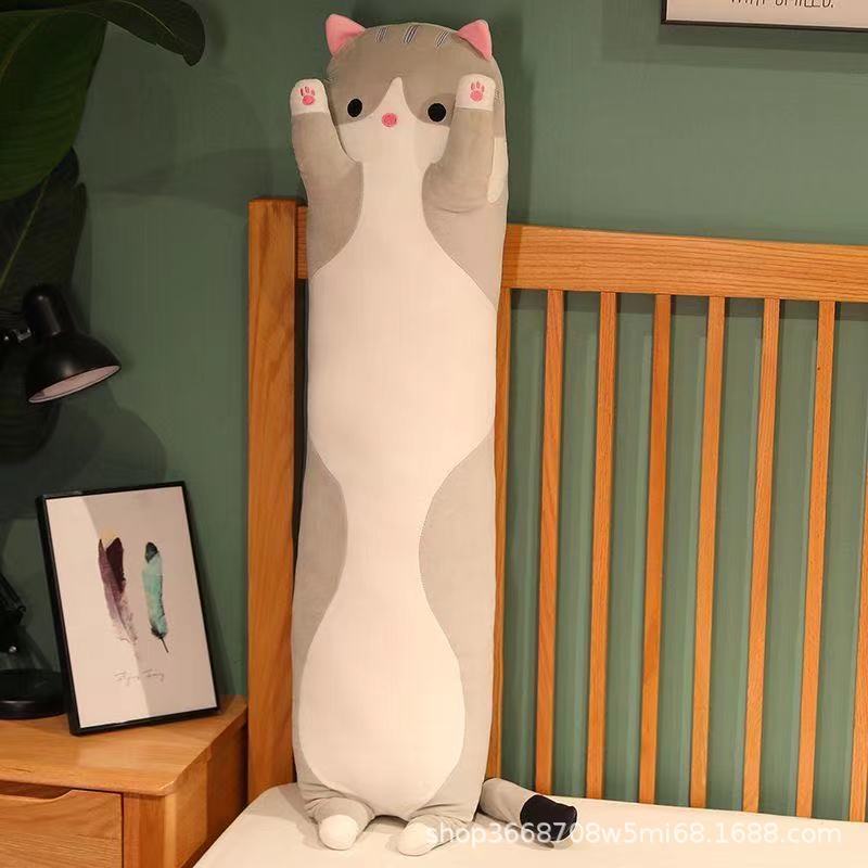 クロスボーダーロング猫枕、かわいい猫人形、ロング枕、クッション、脚を抱き締めて眠りを落ち着かせる、スクラッチマシン、布人形|undefined