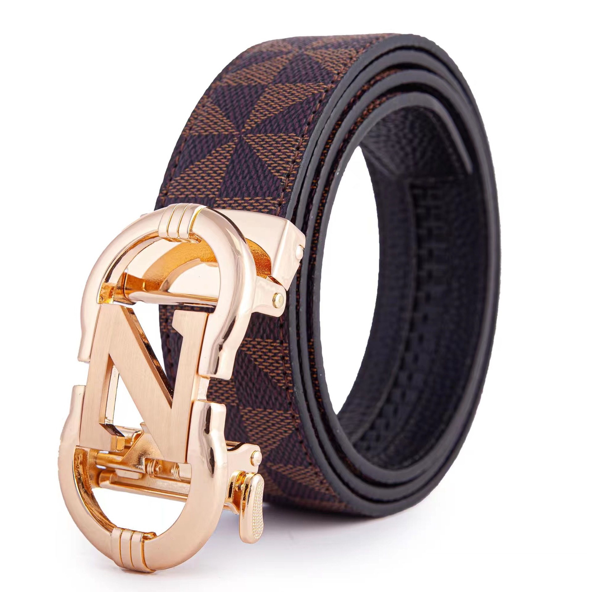 Cinturón de cuero genuino para hombre, informal, de negocios, impreso, popular, resistente a los arañazos y al desgaste, hebilla de cinturón, fabricante transfronterizo, venta directa al por mayor