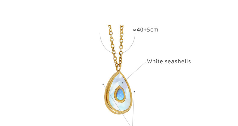 Fashion Water Droplets Titanium Steel Necklace Inlaid Shell Stainless Steel Necklaces