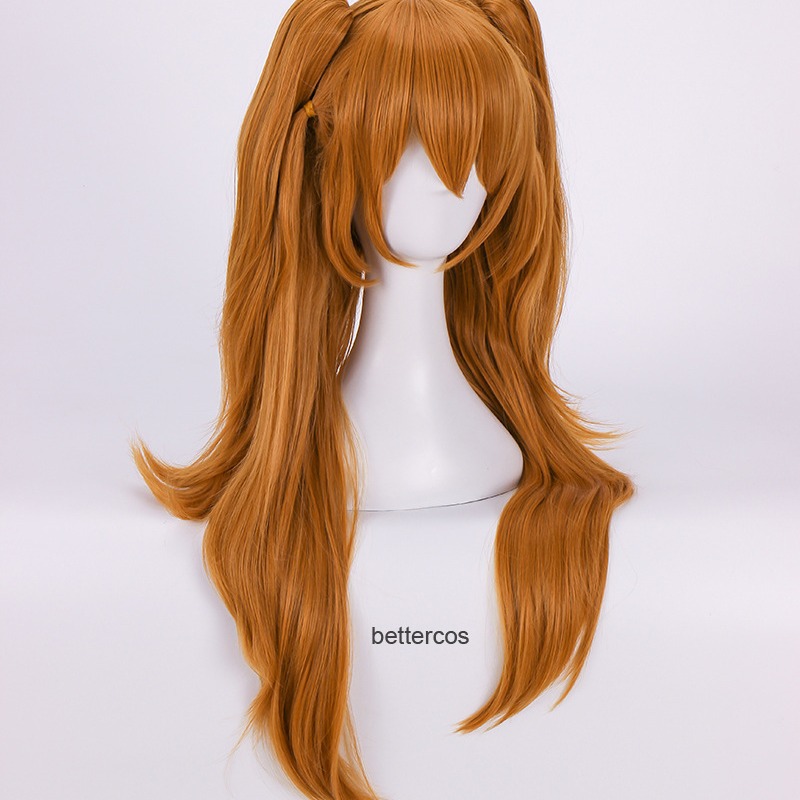 Eva Nuevo Siglo Evangelio Guerrero mingrixiang cos peluca naranja Tigre boca clip doble cola de caballo peluca larga conjunto