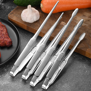 Thickened 304 stainless steel Korean barbecue food clip 10 inch 12 inch pointed round head Japanese barbecue clip