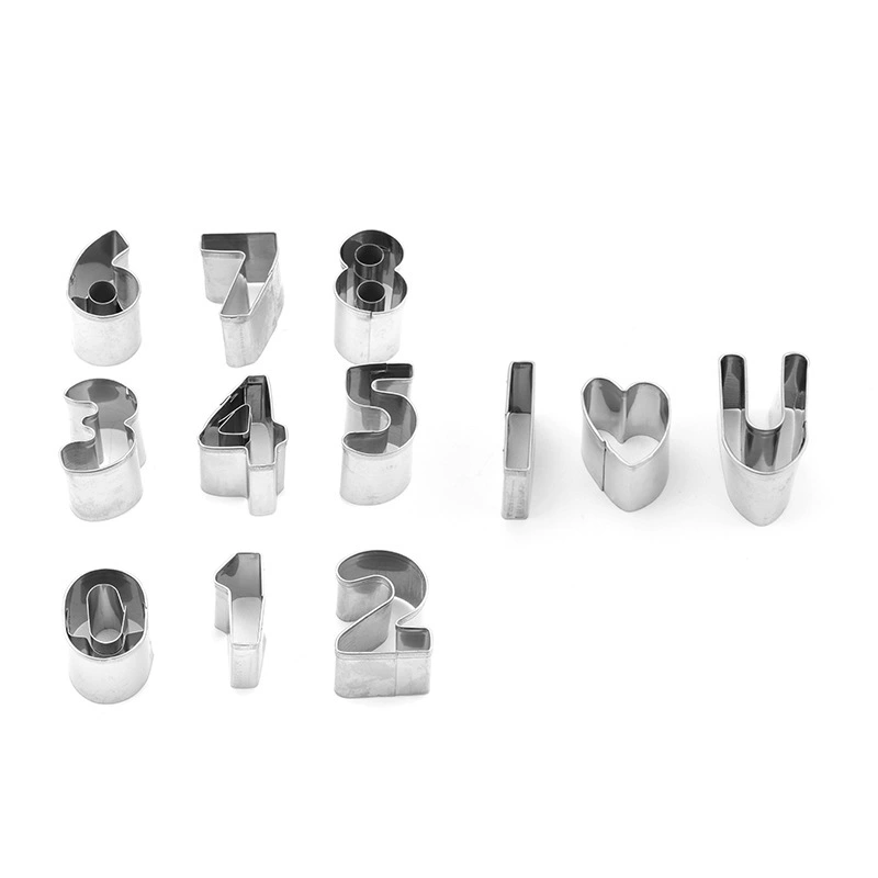 Wholesale stainless steel cookie cutter creative digital heart shaped vegetable and fruit cookie cutter kitchen baking tools