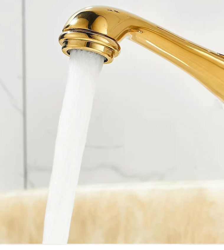 All-copper European-style antique washbasin faucet, retro bathroom cold and hot water mixing valve, single hole for household bathroom washbasin undefined