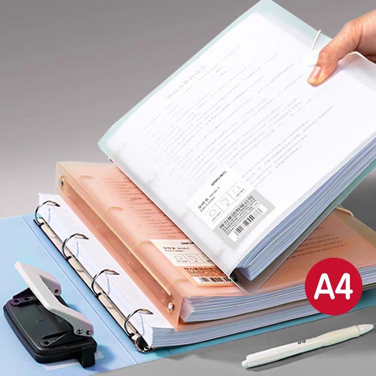 델리 PE110-T 4홀 클립 루스리프 폴더 a4 루스리프 정보북 정리 시험지 대용량 수납 클립