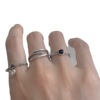 Retro brand adjustable one size ring, silver 925 sample, on index finger, internet celebrity
