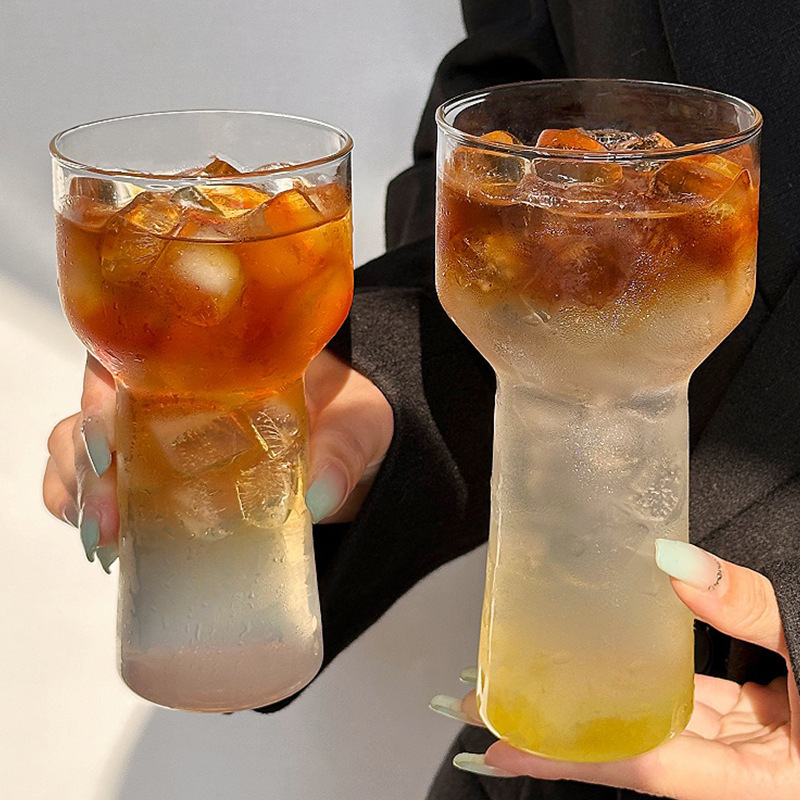 Taza de antorcha transparente de alto borosilicato de silicio individual en hielo estilo americano simple copa de agua de burbuja bebida taza de jugo de fruta bebida fría