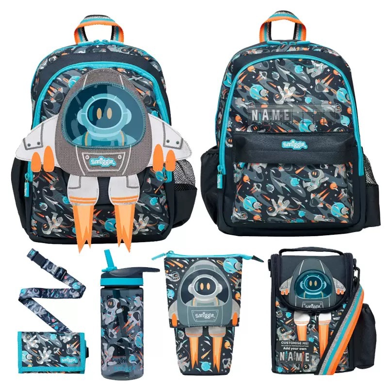 Australia Smiggle Air Rocket Mochila para niños Estudiante Da Rong Mochila Mochila Bolsa de lápices Bolsa de comida Caja de comida Taza de agua