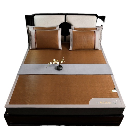 High-end ice silk cooling mat set of three, summer ice silk rattan mat, two-sided, baby usable, foldable, air conditioner single mat