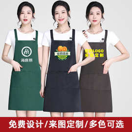 纯色背带款加厚防尘防污围裙可印字图片广告围裙家用源头工厂直销
