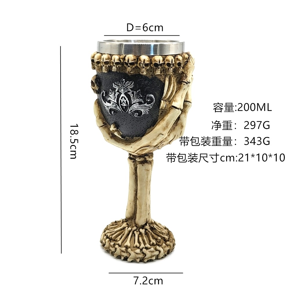Copa de vino con calavera de Halloween, copa retro personalizada de resina con garra de fantasma, copa de cóctel, Bar creativo rojo, Festival de la cerveza