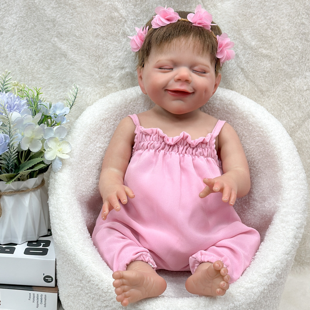 Muñeca de sueño simulación CM dormir 46 pesado bebé muñeca de goma suave muñeca cruzada fronteriza puede cambiar de Amazon Henghua
