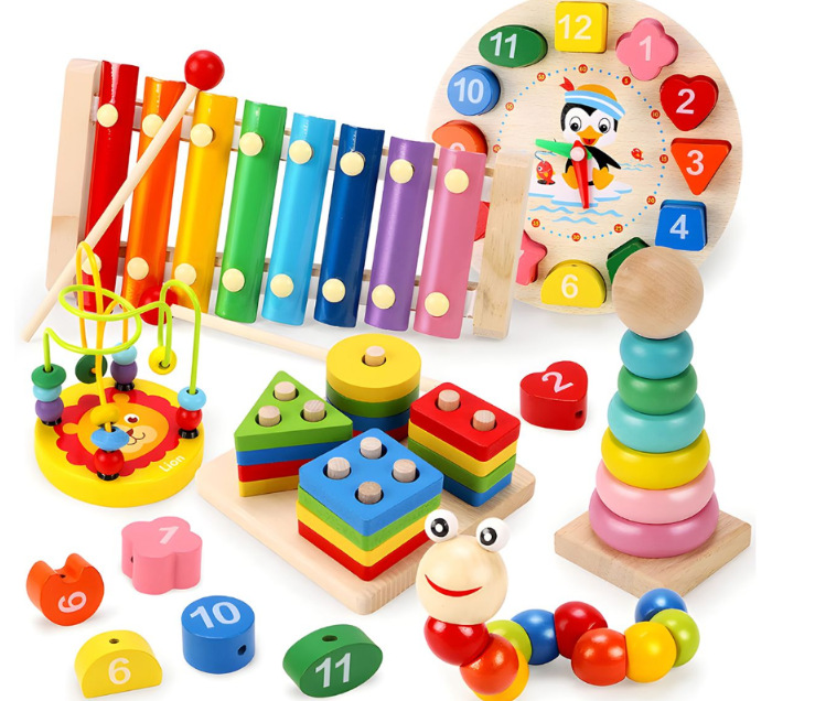 La educación temprana infantil de madera Meng tranquiliza la campana de la cama, el juguete orf, el bebé agarra la campana y sacude el conjunto de instrumentos musicales image 26