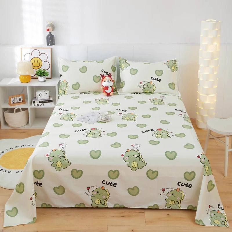 Sábanas de algodón de una sola pieza de algodón 100 dormitorio de estudiantes cama individual para niños funda de almohada individual de dos piezas de dibujos animados lindos