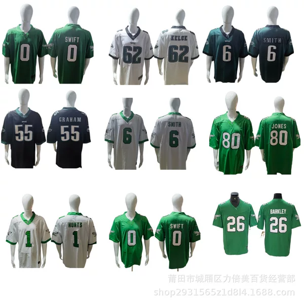 Eagles Embroidered Football Clothes 11Brown 26Barkley1 Hurts 62Kelce
