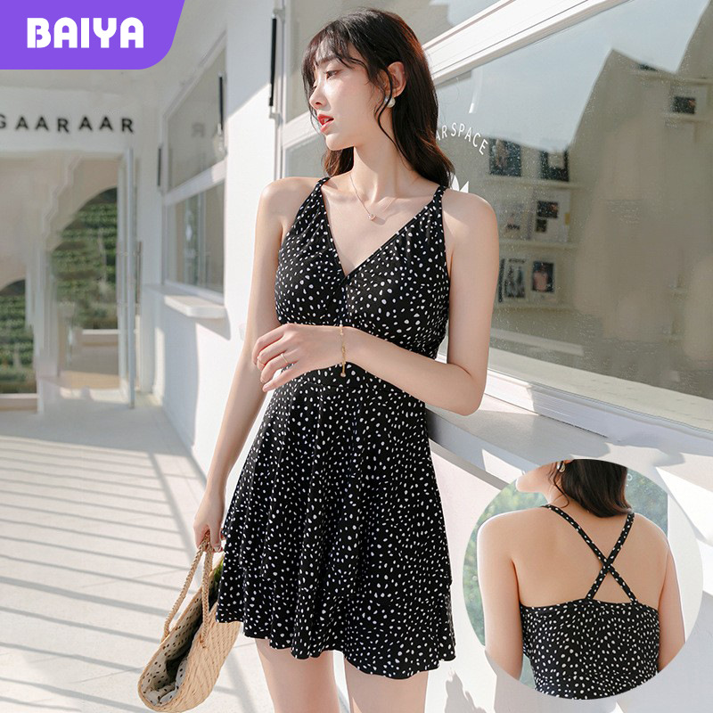 Traje de baño que cubre el vientre de las mujeres adelgazamiento sexy estilo ins cintura alta traje de baño delgado boxeador falda de una pieza traje de baño de aguas termales