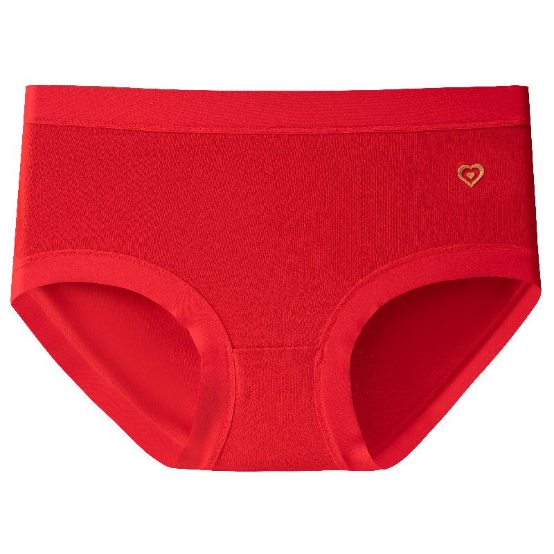 Año de nacimiento ropa interior de algodón de las mujeres entrepierna antibacteriana mediados de cintura sin costuras más tamaño pantalones cortos cabeza boda ropa interior roja