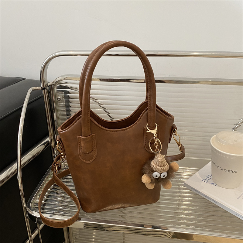 Bolso de moda retro, bolso de mano, bolso de hombro, bolso de cubo, bolso de mujer 2024, bolso de color sólido