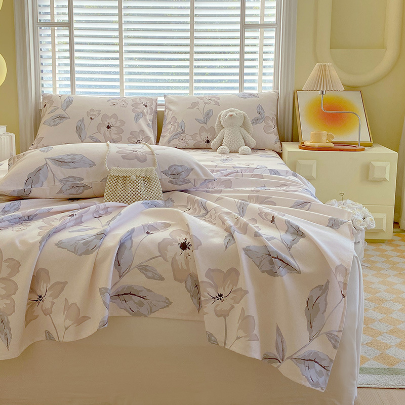 Nueva clase A algodón floral viejo y grueso sábana gruesa de una sola pieza de algodón puro 100 ropa de cama individual de dormitorio de primavera y verano de tres piezas