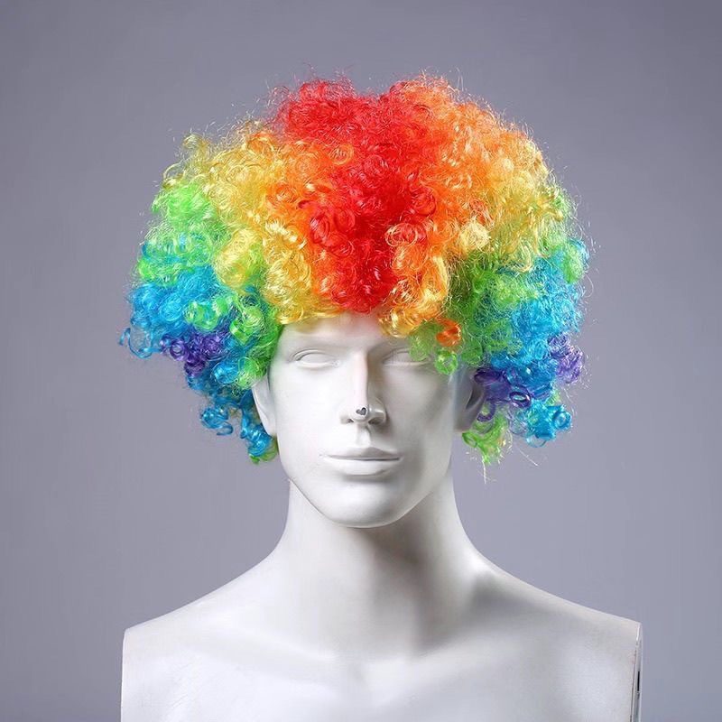 Payaso peluca cubierta de cabello redonda rizado props super grande grande explosión cabeza fan cabello extraño COS image 2