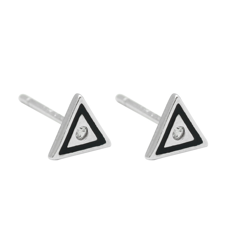 Chic Cool Style Jewelry S925 Sterling Silver Drip Glaze Triangular Earrings Personality Simple Geometric Earrings For Women