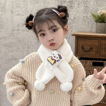 2024韩版儿童围巾秋冬季可爱毛绒亲子卡通加厚双球仿兔毛宝宝围脖