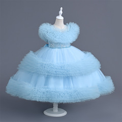 Girls' Net Lace Princess Skirt Puffy Skirt Sweet Lolita Children's Evening Dress Dress Wedding Flower Girl Performance Children's Wear 