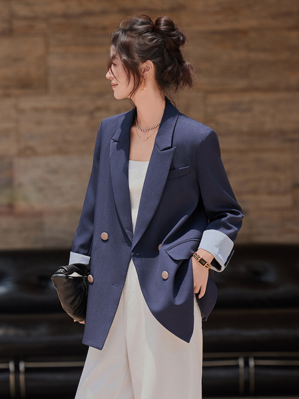 2025春秋新款韩版黑色休闲小西服气质宽松西装职业百搭简约外套|undefined