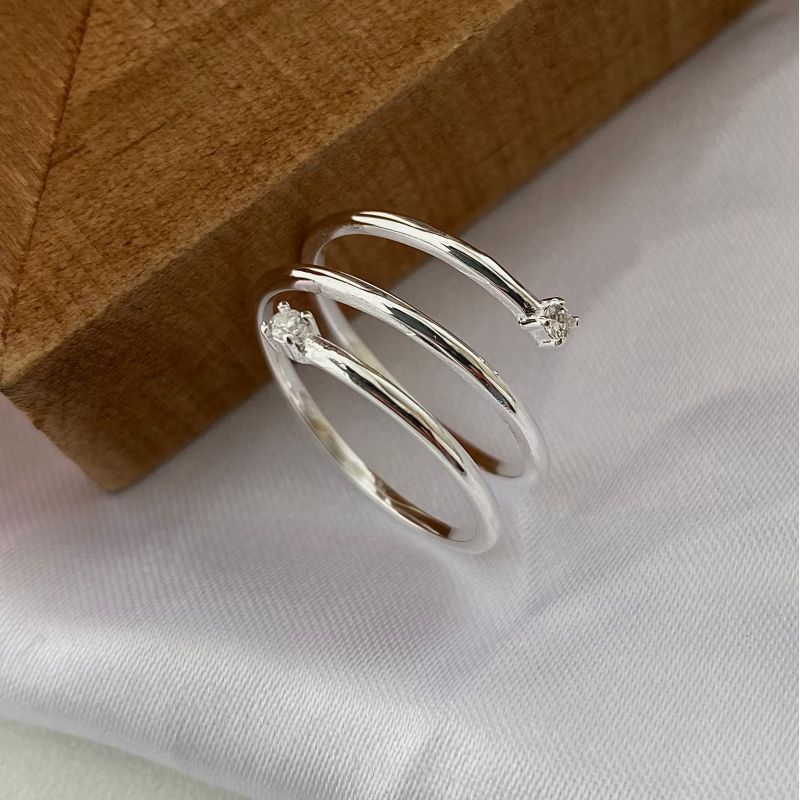925 Sterling Silver Geometric Open Rings Rings display picture 5