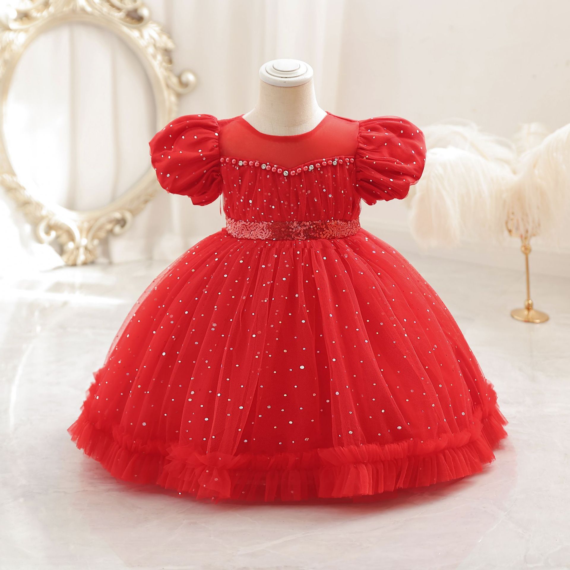 Blumenkind Kleid Kind Prinzessin Kleid Pompadour Kleid Mädchen ein Jahr alt Kind Rock Klammer_voghion.com