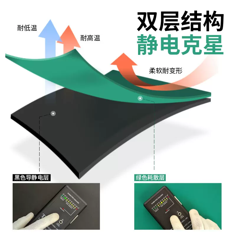 定制静电皮235mm防静电桌垫胶皮垫绿色抗防静电橡胶板 防静电台垫