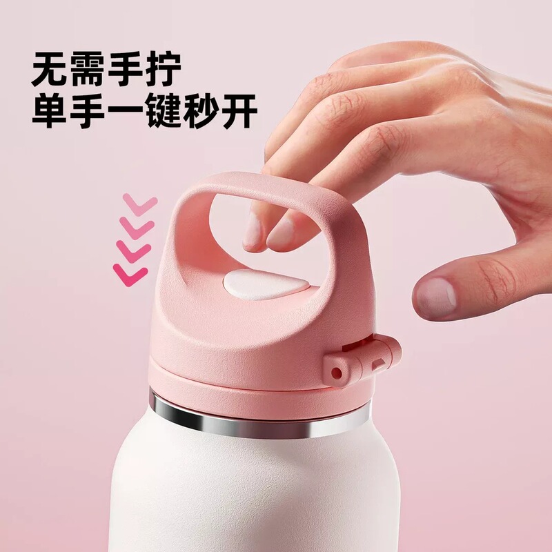 ネジなしワンクリッククイックオープンクイック断熱アイスカップパーソナライズされたニッチハイエンドかわいい片手オープン蓋断熱カップ新しい|undefined