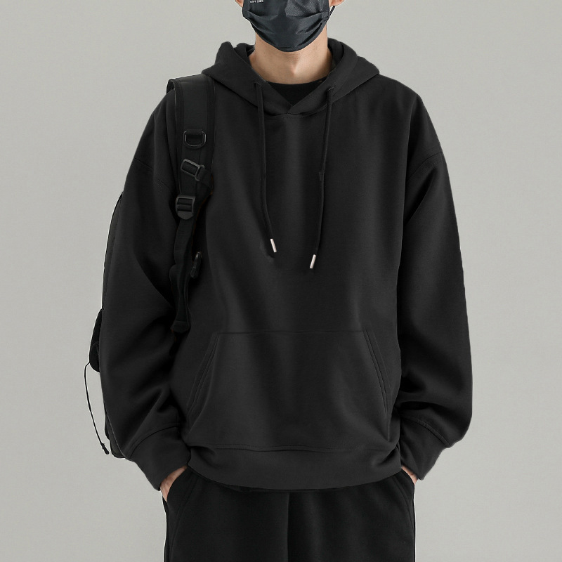 Autumn and Winter New Hooded Sweatshirt for Men, Heavy Fleece Thickened Loose Trendy Men's Long-Sleeve Top Jacket