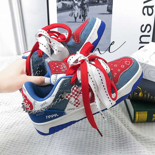 New Style National Trend Niche Hong Kong Style Men's and Women's Couple Skate Shoes Instagram Popular Versatile Double Shoelace Fashion Little White Shoes