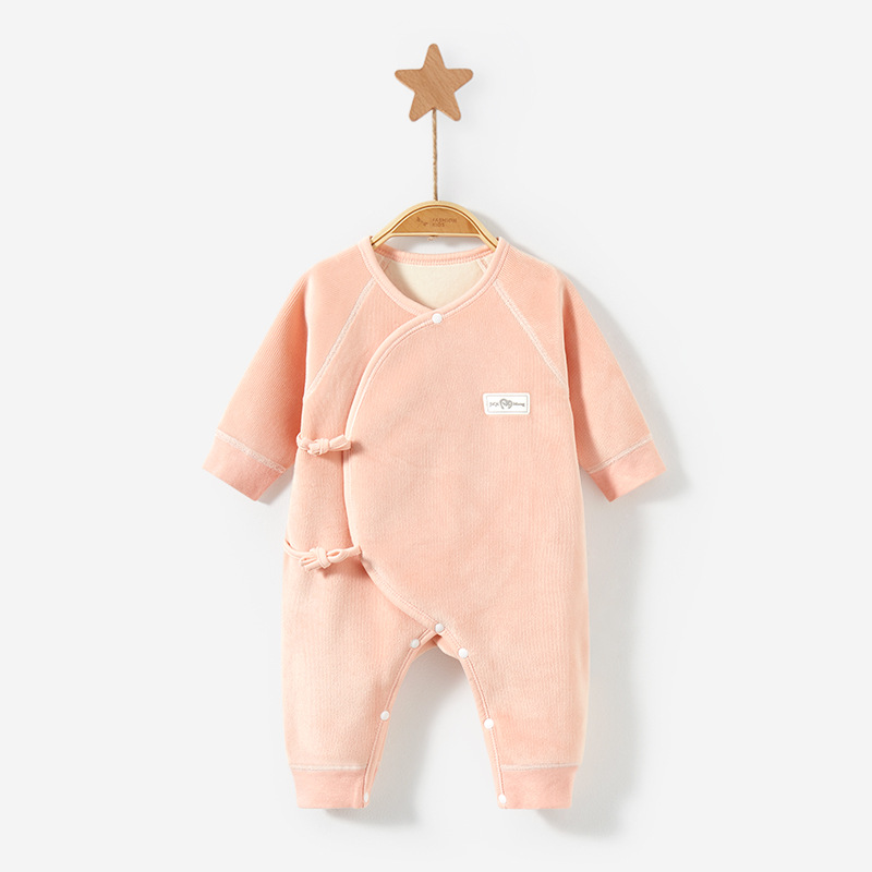 Ropa para bebés recién nacidos para primavera, otoño e invierno, pelele estilo monje con forro polar para recién nacidos, capa base para niños y niñas, traje de una pieza cálido, ropa de otoño para bebés.