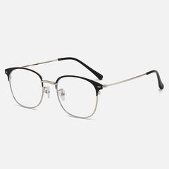 亞馬遜新款時尚韓版眼鏡架方框文藝金屬平光鏡防藍光眼鏡框跨境男