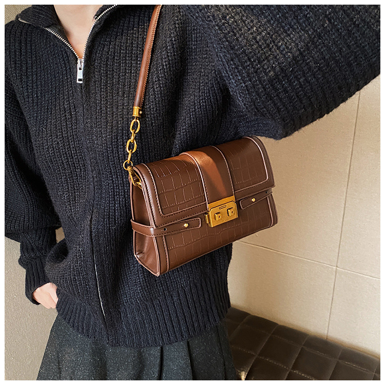 Stone Pattern Single Shoulder Underarm Bag For Women's 2023 Winter New Versatile Small Square Bag, Unique And Western Style Crossbody Bag _voghion.com