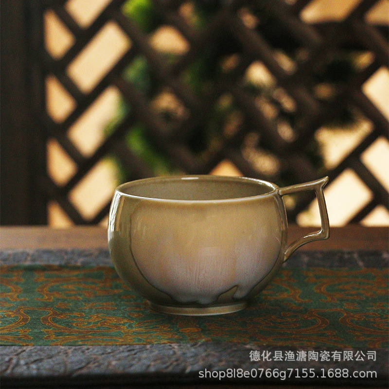 跨境专供仿古柴烧陶瓷咖啡杯粗陶茶盏家用文人茶室陶瓷窑变杯子|undefined