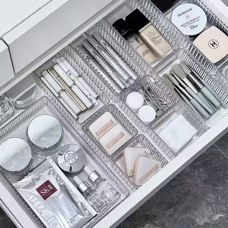 Drawer storage box separator box, cosmetic desk acrylic transparent box, rectangular plastic desk organizer box