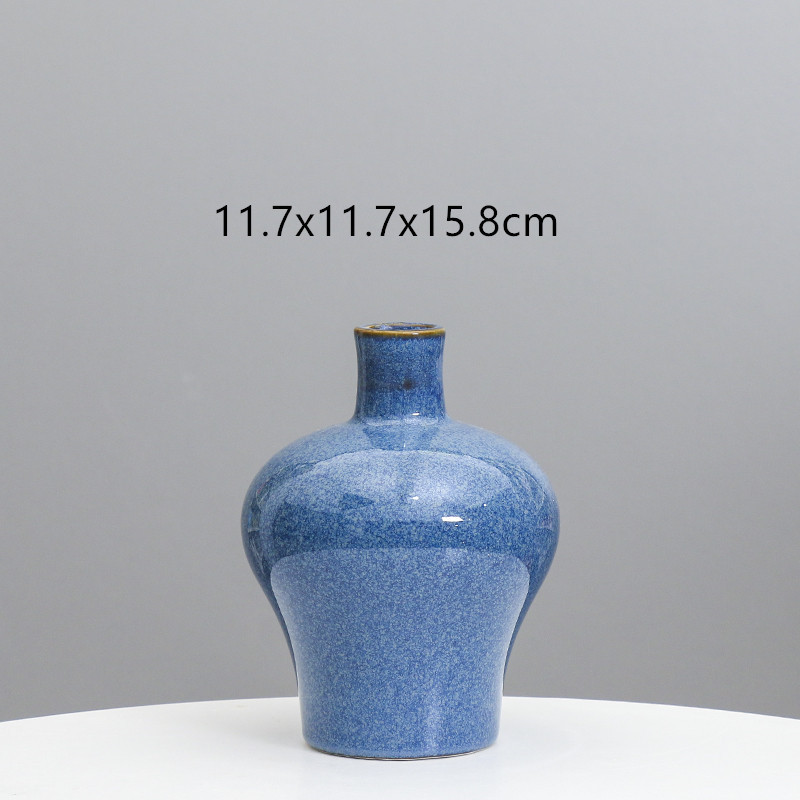Florero de cerámica creativa moderna flor azul hogar sala de estar decoración hidropónica simulación flor seca titular de comercio exterior transfronterizo