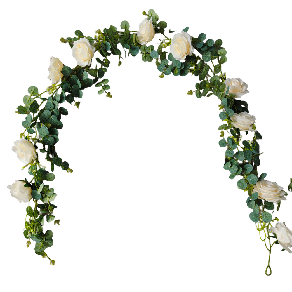 Simulación de flores rosas de vid arco de boda enredado de vid peonía vid