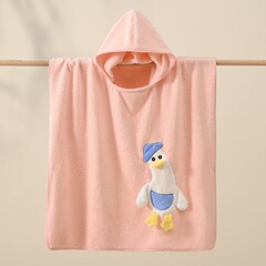 ガチョウのバスローブサンゴのベルベットの子供の吸水マントの赤ちゃんの入浴バスローブは帽子の赤ちゃんがバスタオルを着ることができます