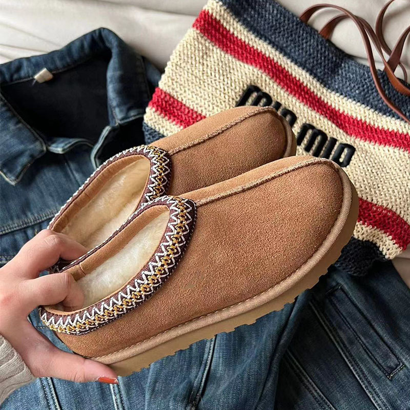 Cross-Border Sanpo Sheepskin Integrated Snow Boots, New Thin-Soled Ethnic Style Men's and Women's Tasman Low-Top Warm Shoes