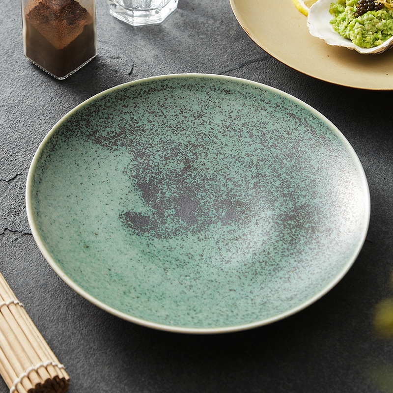 Yishanhe Plato de cocina de cerámica para el hogar nórdico original Plato de cena occidental Plato de bistec Plato de cambio de horno Plato de desayuno Plato plano