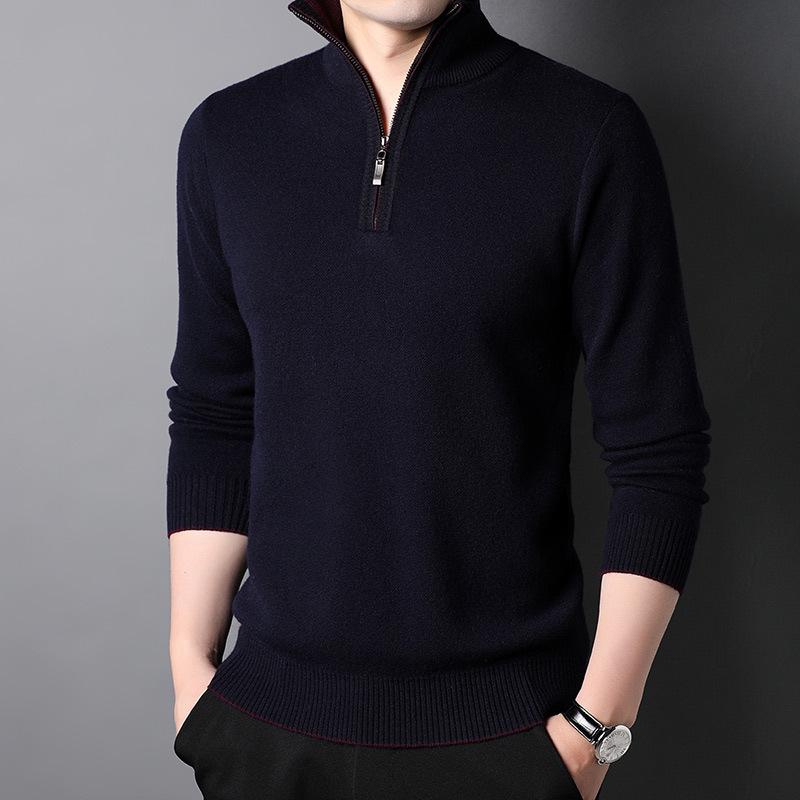 500G 두께의 100% 스웨터 남성용 SIPING 겨울 새 지퍼 터틀넥 스웨터 남성용 PUYUAN 스웨터