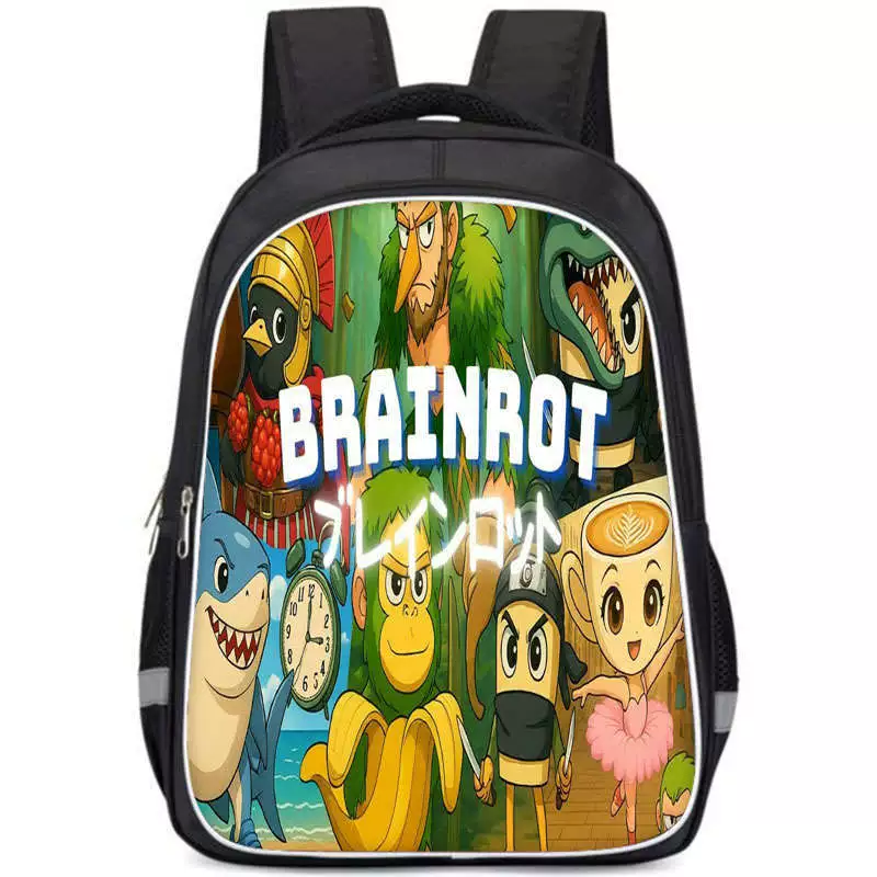 Деревянный рюкзак-карандаш БЛОКНОТ с принтом Brainrot, школьный рюкзак TRALALERO большой вместимости, школьник