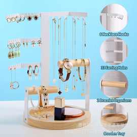 木质首饰架铁木结合手链耳钉饰品收纳架手表头绳发箍架饰品展示架