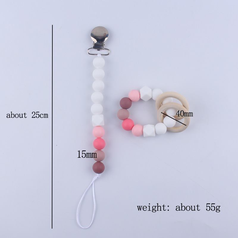 Nuevos suministros para bebés Cadena de chupete DIY creativo contraste color cuentas de silicona mordedor anti-caída traje de cadena